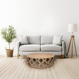 Sari – Natural Mid-Century Modern Solid Sheesham Wood, Round Coffee Table