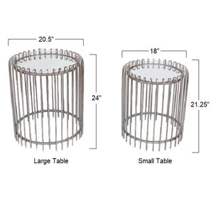 Bayside - Round Iron End Tables with Glass Tops, Set of 2