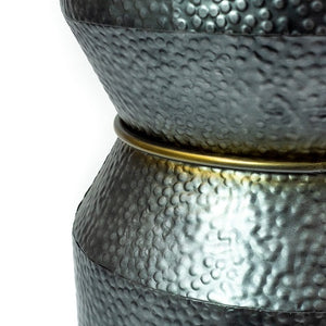 Savi - Hammered Iron Metal End Table in Antique Silver Finish
