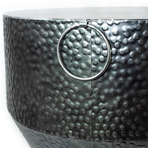 Savi - Hammered Iron Metal End Table in Antique Silver Finish