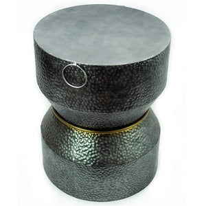 Savi - Hammered Iron Metal End Table in Antique Silver Finish