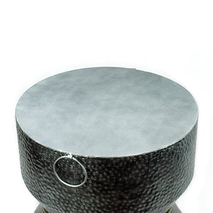 Savi - Hammered Iron Metal End Table in Antique Silver Finish