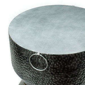 Savi - Hammered Iron Metal End Table in Antique Silver Finish
