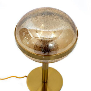 Nova Table Lamp - Brass Metal Table Lamp with Amber Raindrop Glass Shade