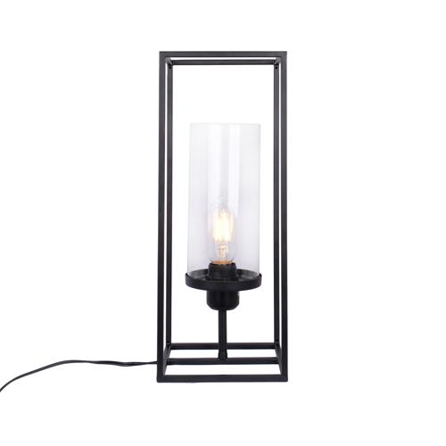 Roman - 16.5” Black Iron Table Lamp with Glass Shade