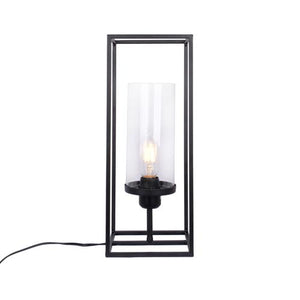 Roman - 16.5” Black Iron Table Lamp with Glass Shade