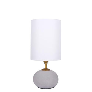 Nico - Cement Table Lamp with Long White Fabric Drum Shade