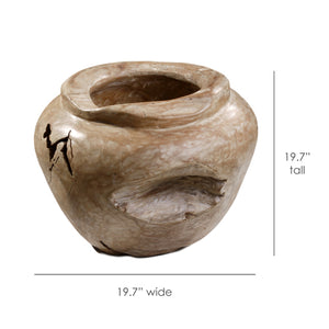 Rani Large Round Teak Wood Vase