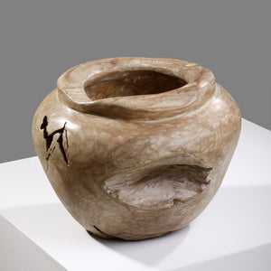Rani Large Round Teak Wood Vase