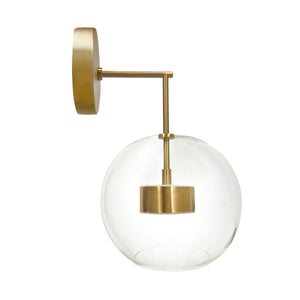 Stratford - 8" Minimalist Brass and Clear Glass Wall Sconce