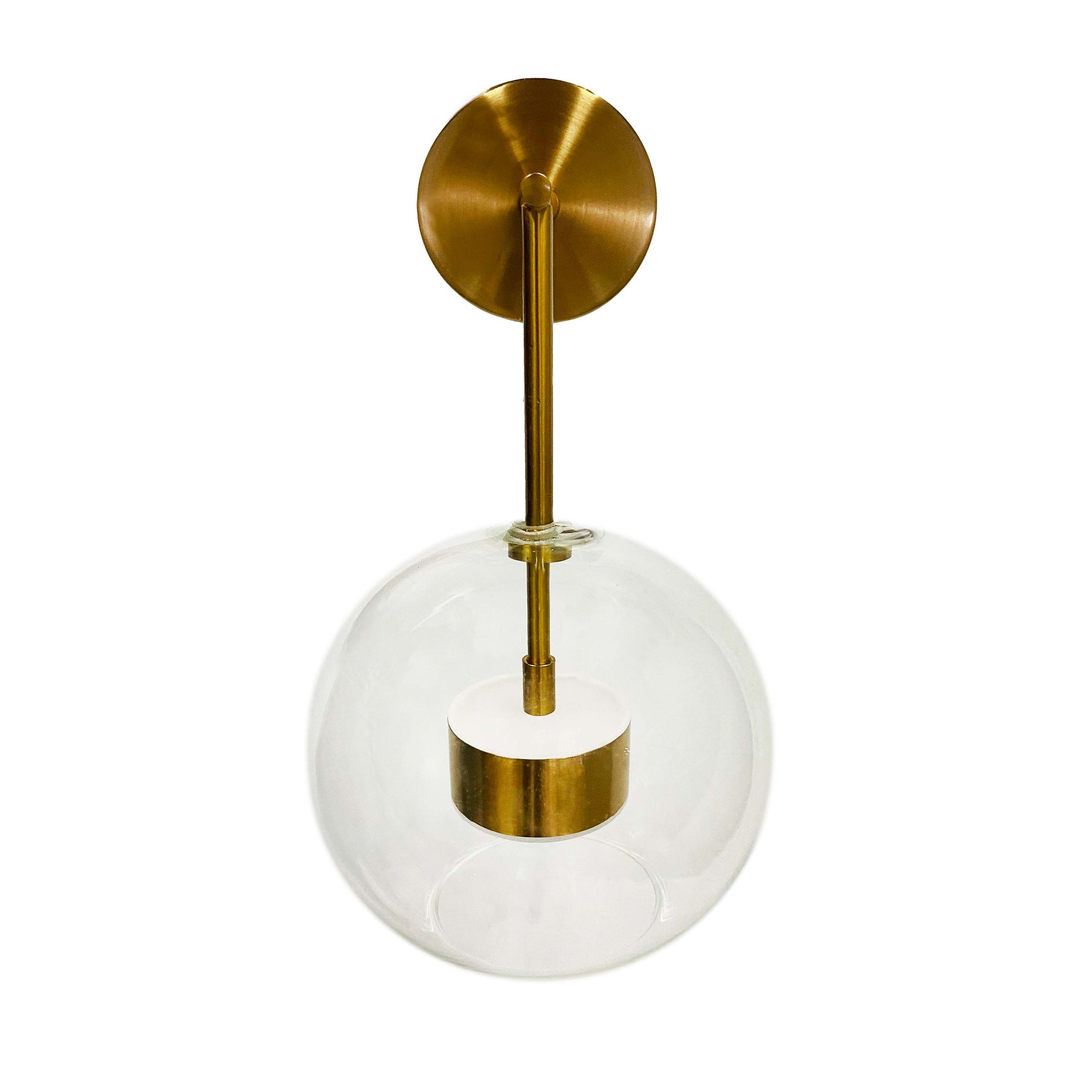 Stratford - 8" Minimalist Brass and Clear Glass Wall Sconce
