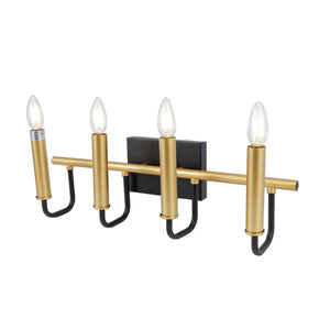 Rita 4-Light Bathroom Vanity in Black and Gold