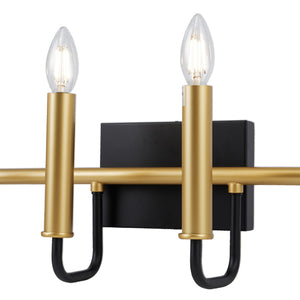 Rita 4-Light Bathroom Vanity in Black and Gold