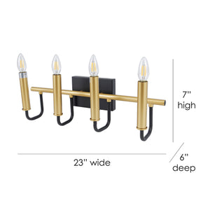 Rita 4-Light Bathroom Vanity in Black and Gold