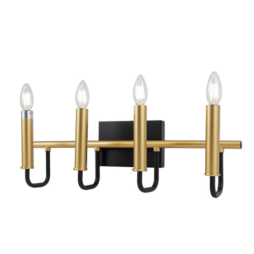Rita 4-Light Bathroom Vanity in Black and Gold