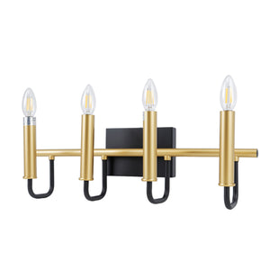 Rita 4-Light Bathroom Vanity in Black and Gold