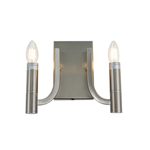 Theory Curved Arm Candle Wall Sconce Light in Brushed Nickel