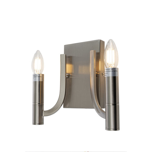Theory Curved Arm Candle Wall Sconce Light in Brushed Nickel