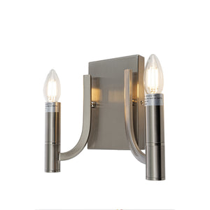 Theory Curved Arm Candle Wall Sconce Light in Brushed Nickel