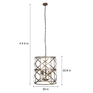 Addie - Large 5-Light Modern Industrial Wrought Iron Hanging Chandelier