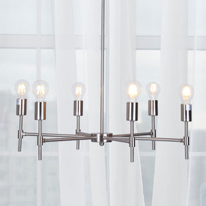 Mia - Large Chrome 6-Light Silver Hanging Chandelier