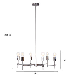 Mia - Large Chrome 6-Light Silver Hanging Chandelier