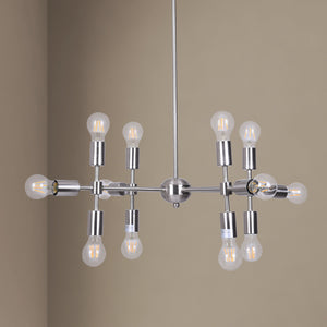 Xena - Globe Clear Glass 12-Light Chandelier in a Silver Sputnik Style