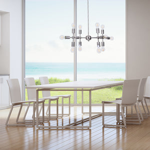 Xena - Globe Clear Glass 12-Light Chandelier in a Silver Sputnik Style