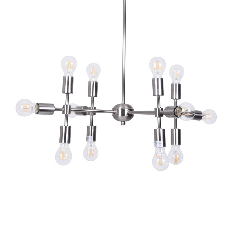 Xena - Globe Clear Glass 12-Light Chandelier in a Silver Sputnik Style