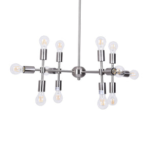 Xena - Globe Clear Glass 12-Light Chandelier in a Silver Sputnik Style