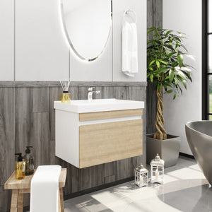 Woody - 31" Cream Oak Modern Floating Vanity