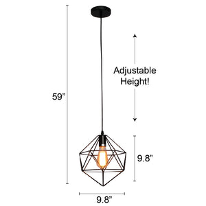 Jackson - Hanging Black Metal Pendant Light Wrought Iron Geometric Cage Design
