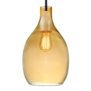 Rayna Modern Hand Blown Amber Glass Pendant Light
