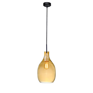 Rayna Modern Hand Blown Amber Glass Pendant Light