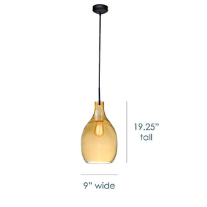 Rayna Modern Hand Blown Amber Glass Pendant Light